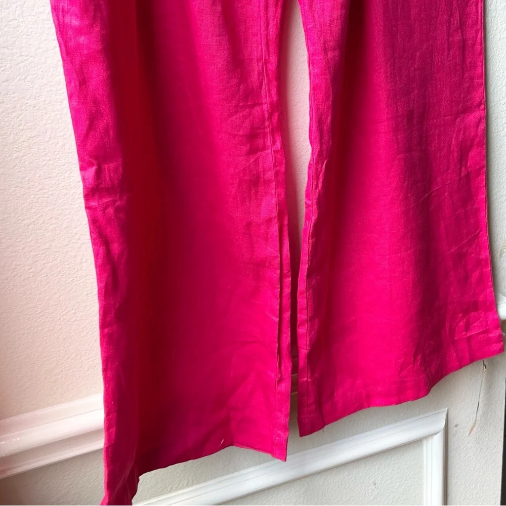 NWOT Reformation Vesta Pants Hot Pink High Waist Wide Leg Work Pants Linen Sz 18